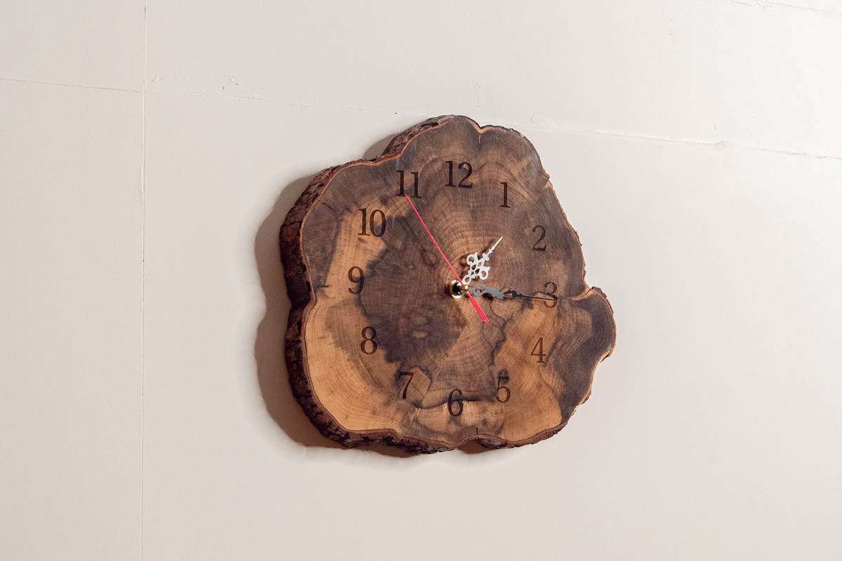 柿の木 庭木 記念 加工 掛け時計